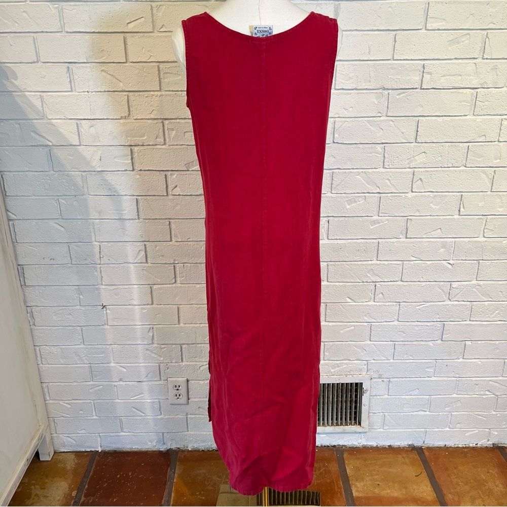 Vintage 90s y2k Donna Red 100% Linen Shirt and Dress Set Womens S - Picture 9 of 13